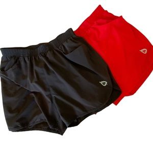 Baleaf Two Pairs Athletic Shorts Black and Red With Pockets Logo Size Small